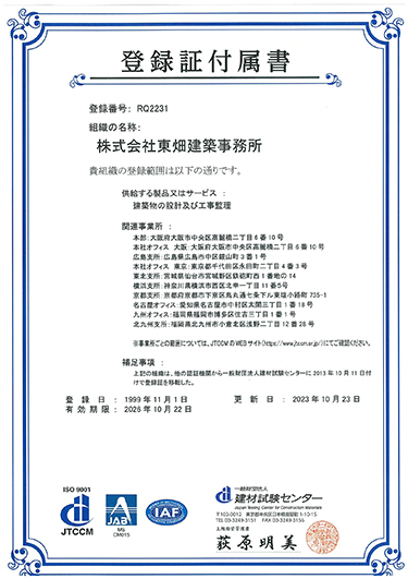 iso9001登録証付属書